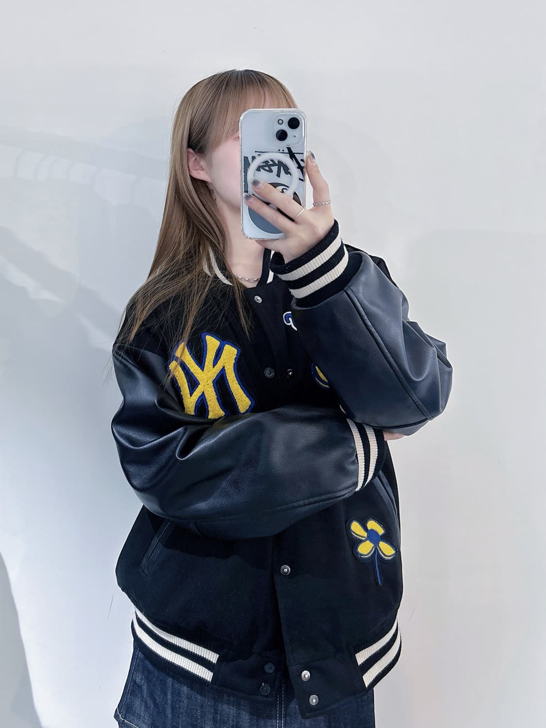 MLB 뉴욕양키스 레더 슬리브 바시티 자켓 상품이미지2