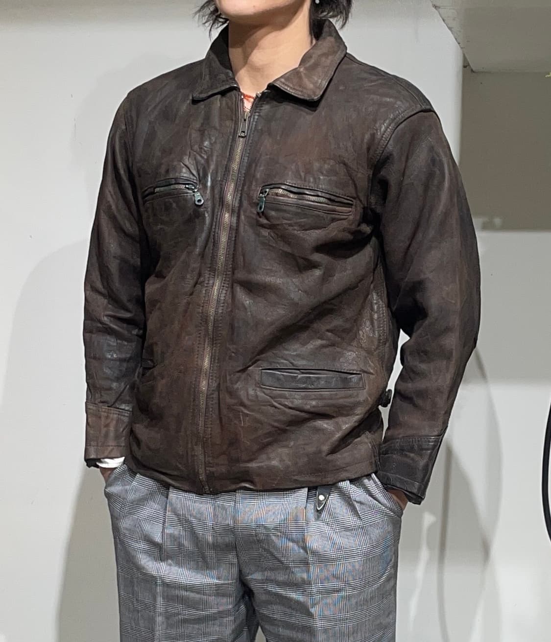 Vintage Brown Real Leather Work Jacket 상품이미지2