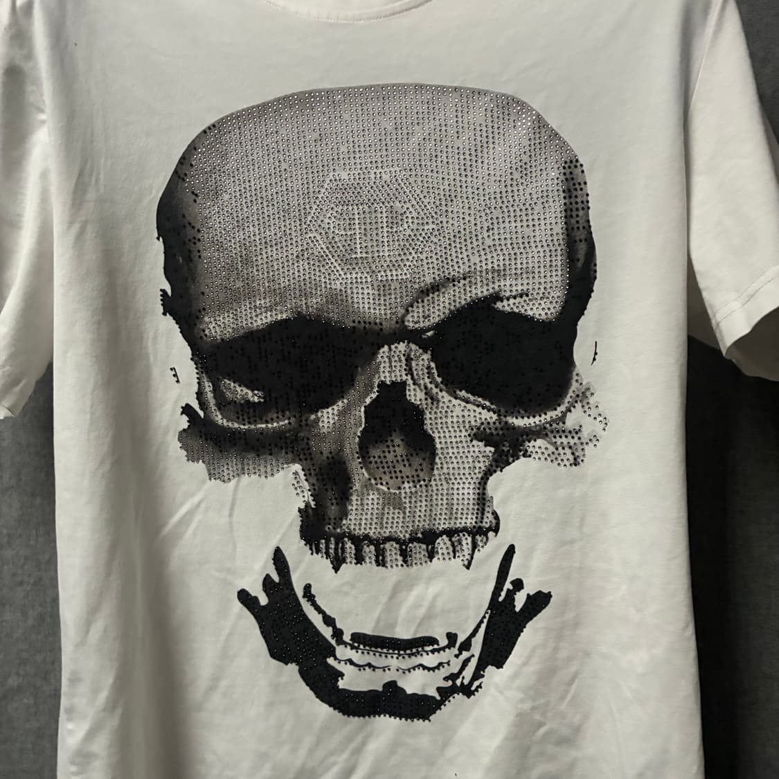 필립 플레인 해골 프린팅 화이트 반팔 상품이미지4