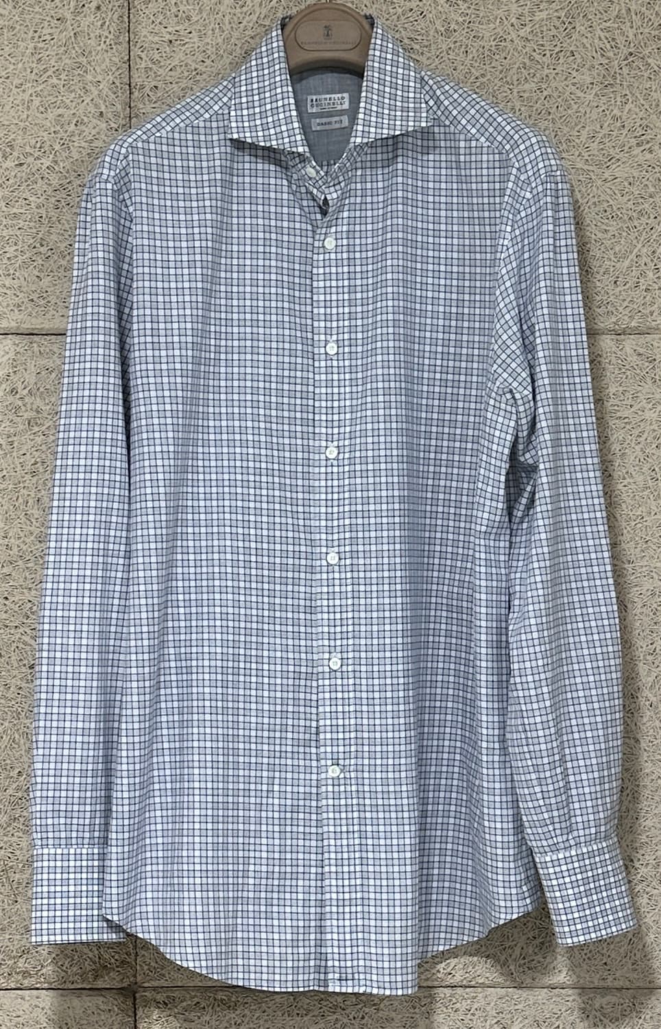 브루넬로 쿠치넬리 그레이 블루 코튼 셔츠 상품이미지3