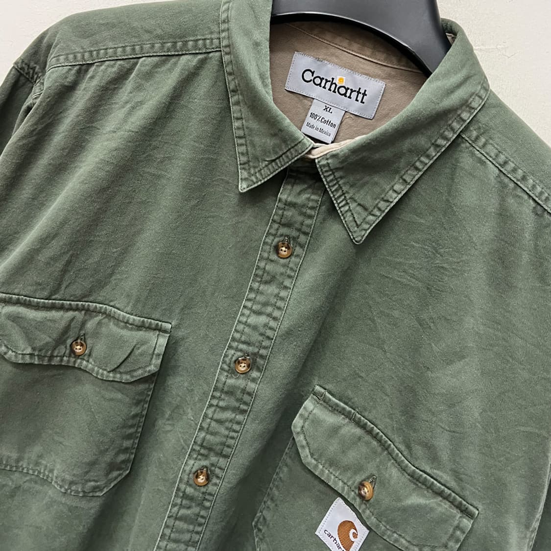 칼하트 리메이크 투포켓 카키 긴팔 셔츠 남방 XL 상품이미지3