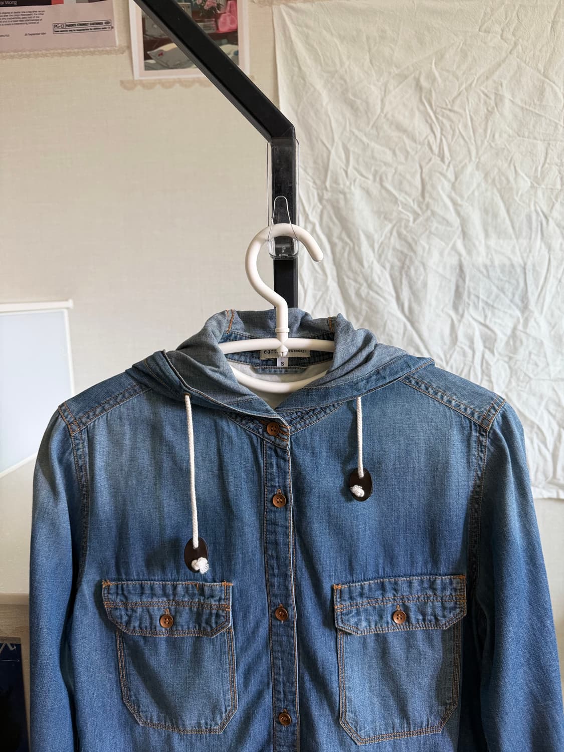 earth music&ecology 후드 데님 셔츠 상품이미지2