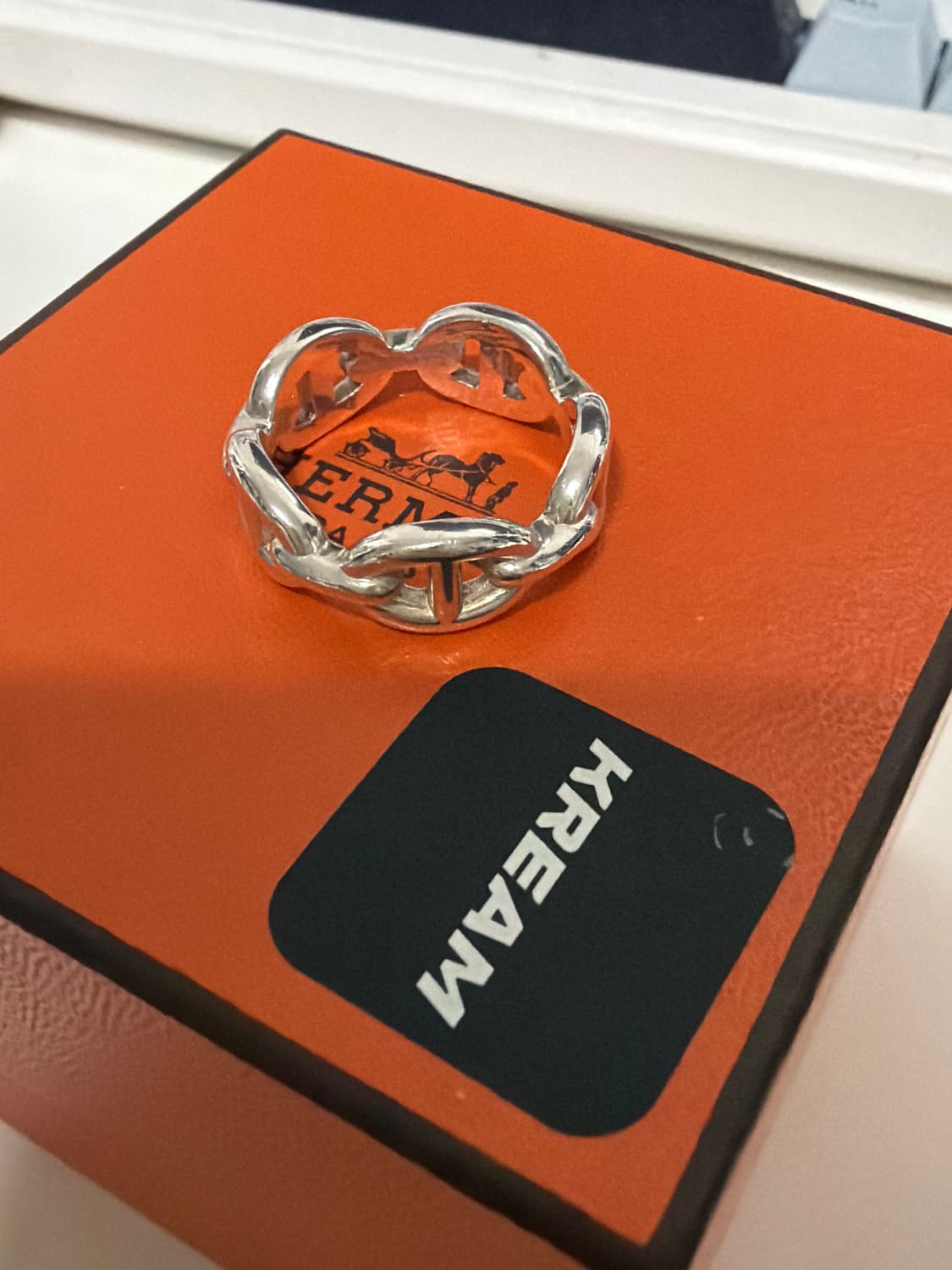 [크림발, 상태아주좋음] 에르메스 스몰 샹달 엔체이니 링 스털링 54호 상품이미지2