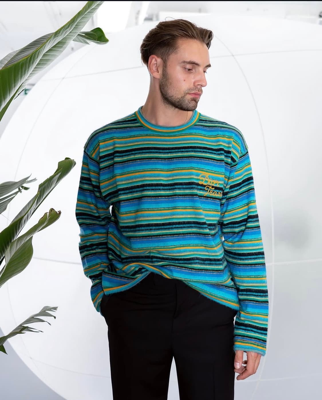 (A+/XXL) / 디올 데님 티어스 스트라이프 모헤어 니트 상품이미지7