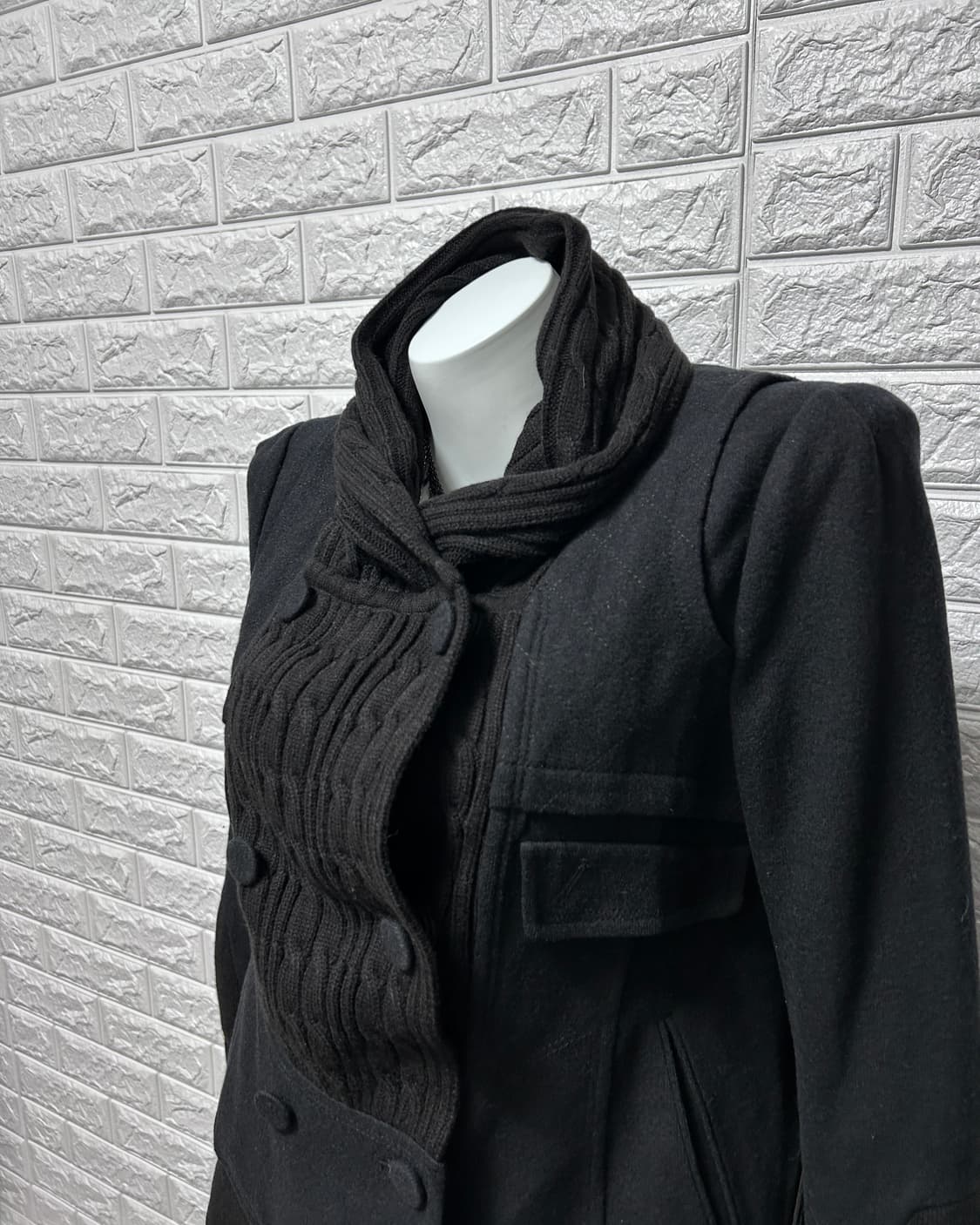 시스템 드레이프 니트 카라 울 자켓 상품이미지3