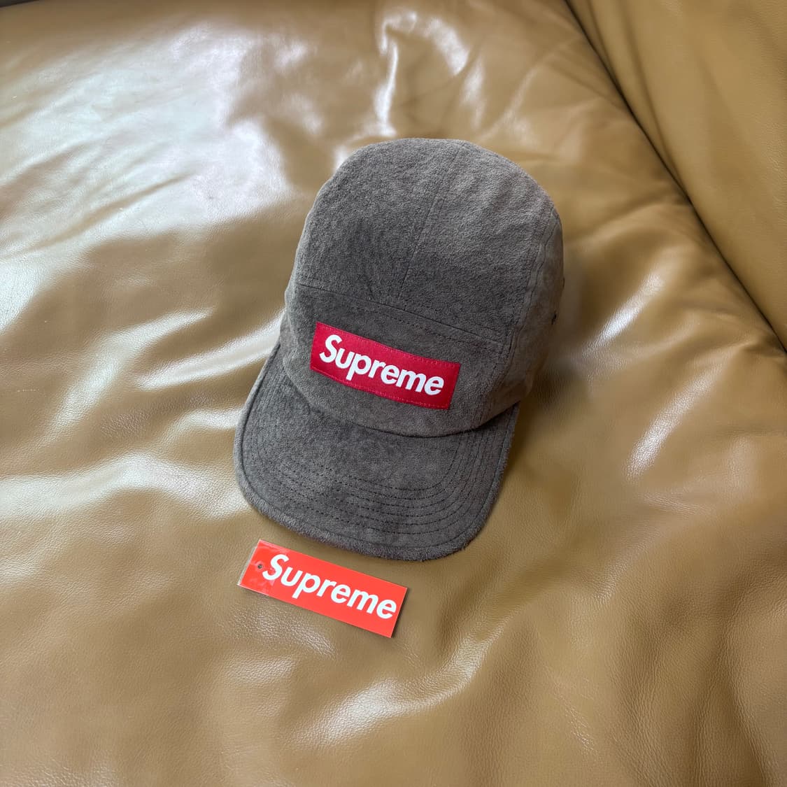 슈프림 캠프캡 모자 박스로고 23ss 스웨이드 브라운 상품이미지1