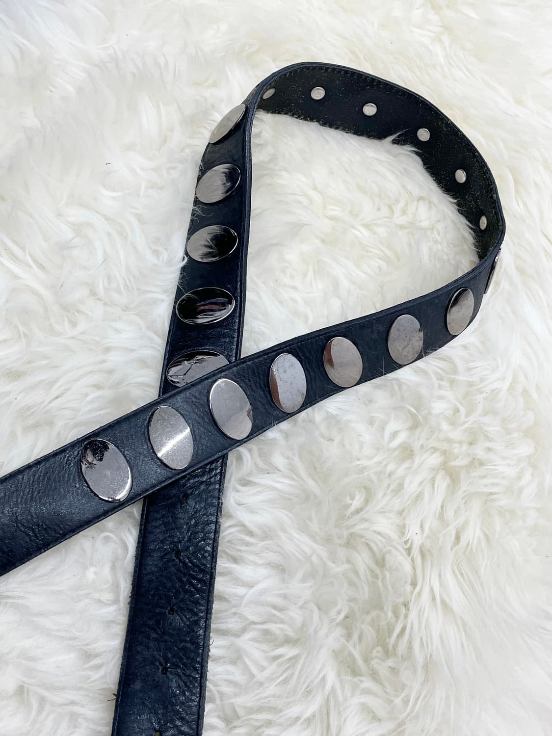 락시크 리얼레더 은장 스터드 버클 벨트 상품이미지5