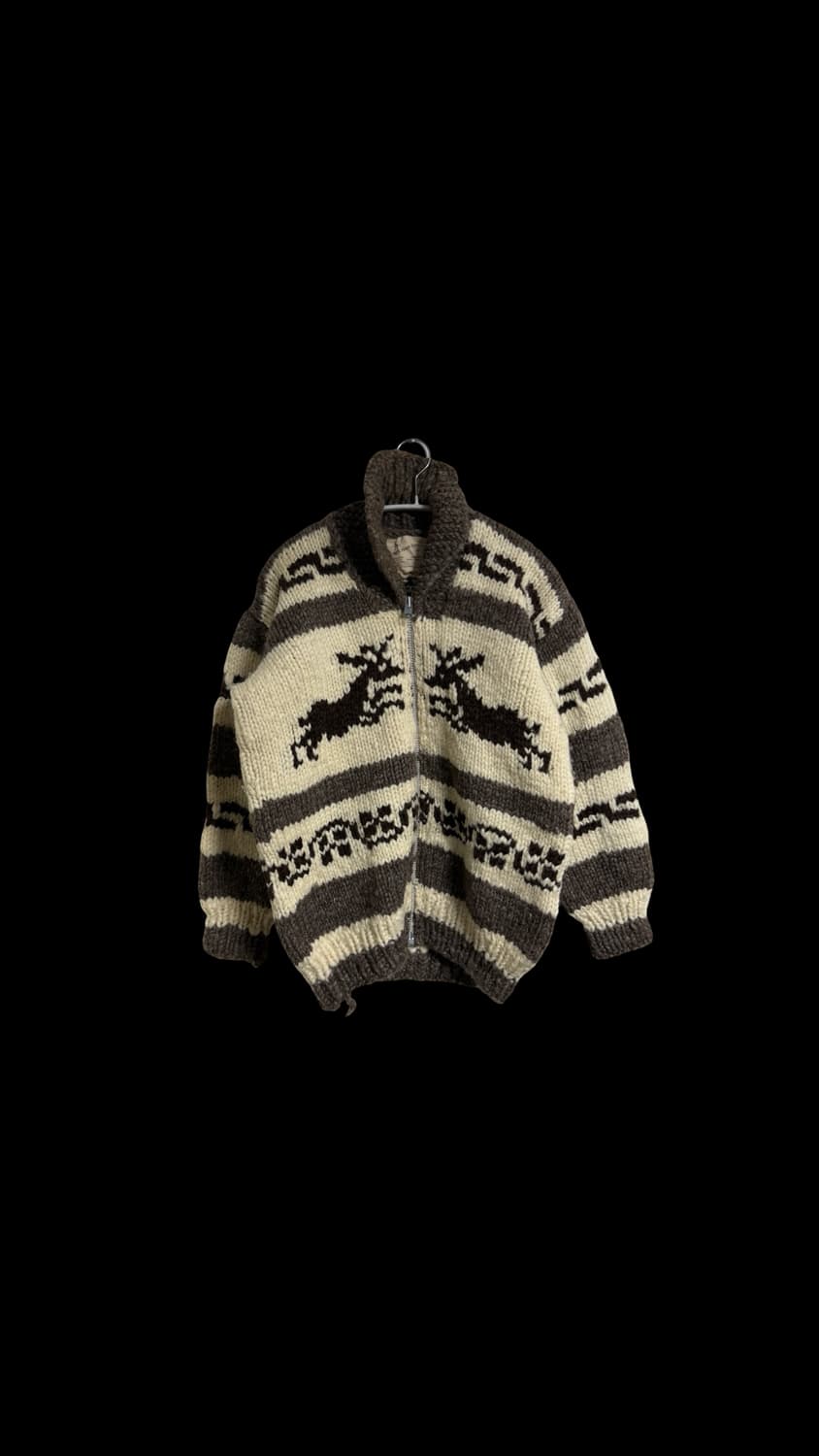 코위찬 인디언 핸드메이드 울 니트 집업 상품이미지1