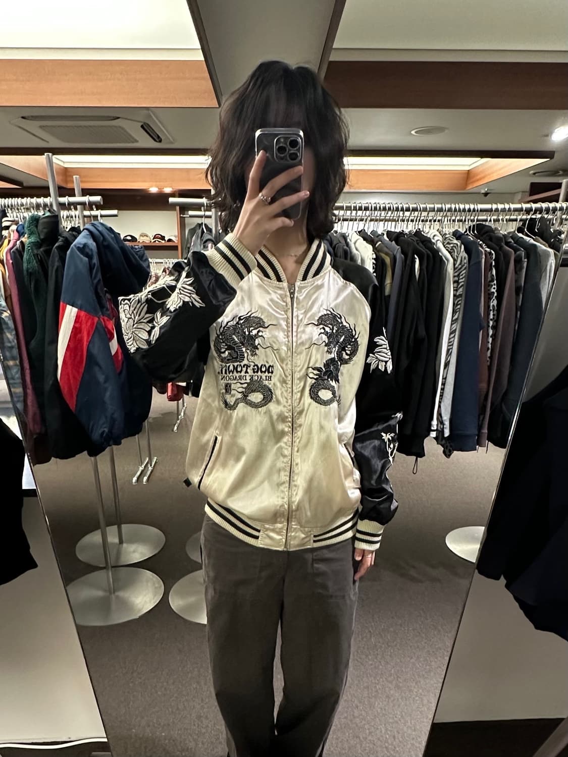 L)도그타운 빈티지 블랙 드래곤 자수 스카쟌 상품이미지2