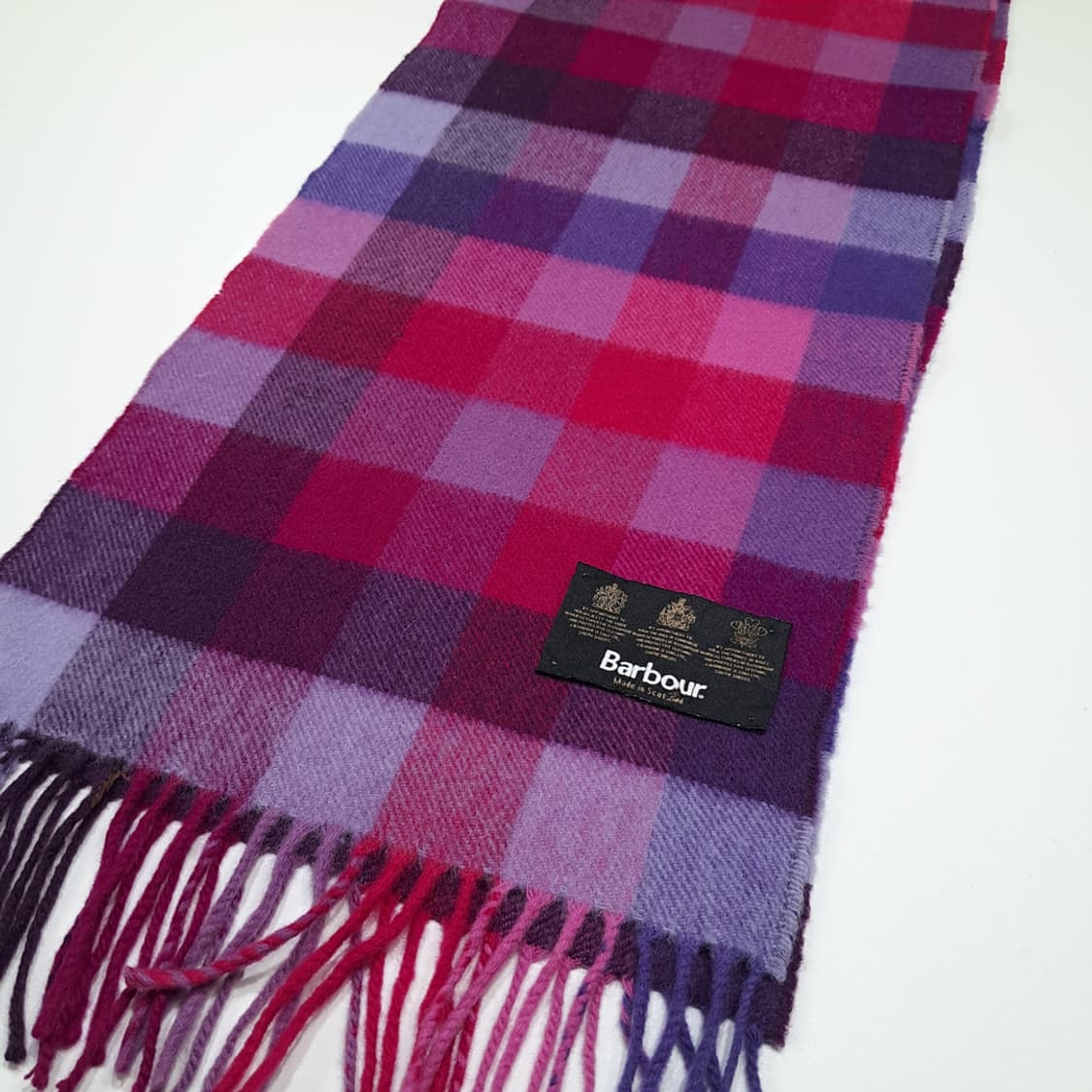 MX568 바버 00s 스코틀랜드판 램스울 체크 퍼플마젠타 머플러 목도 상품이미지3