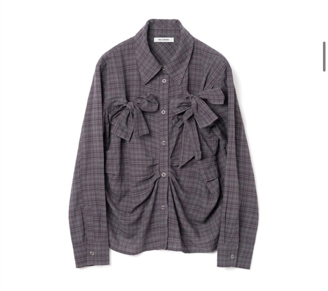 [M]밀로우먼 리본 타이 셔츠 빈티지 퍼플 상품이미지1