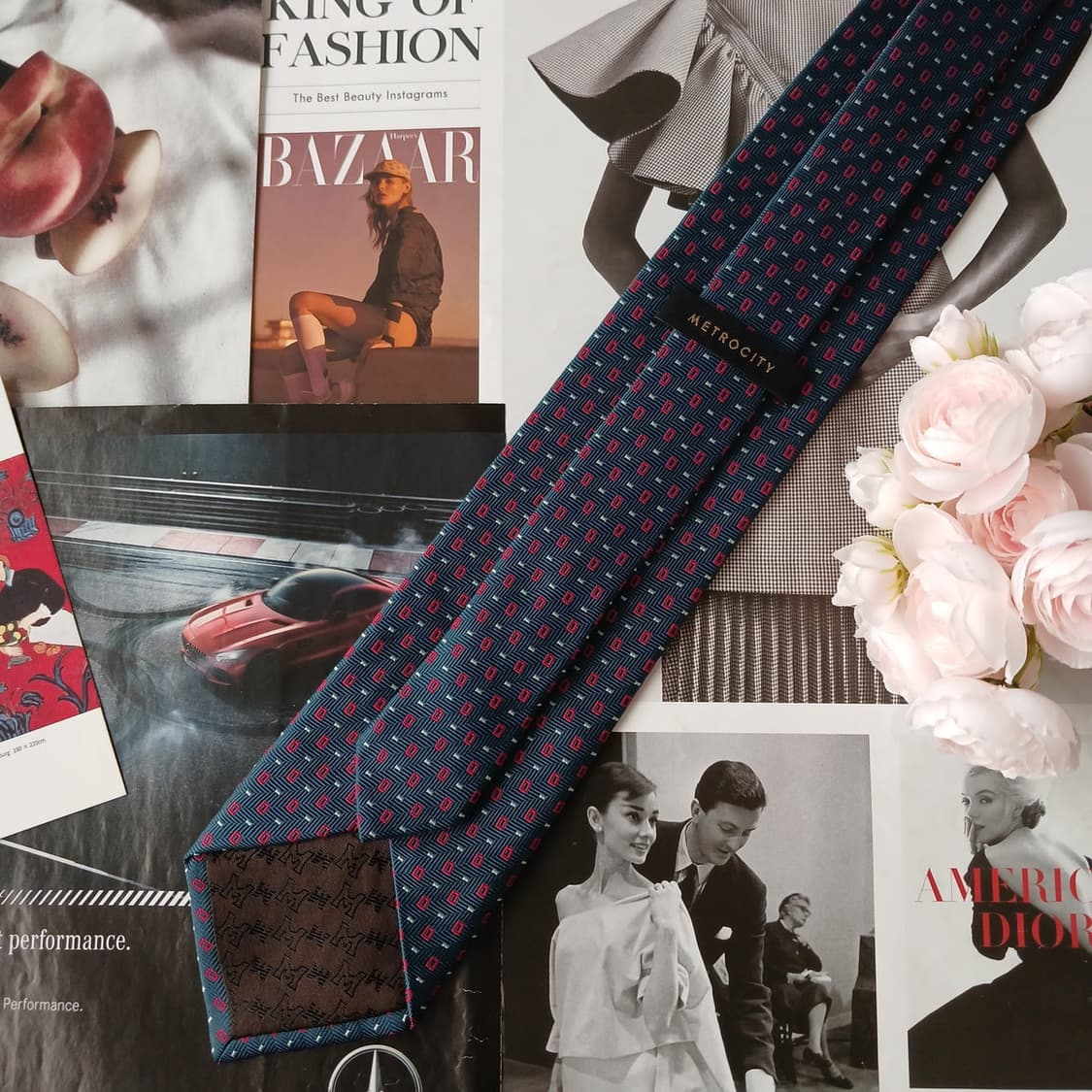 메트로시티 실크 청녹색 패턴 넥타이 8.6cm A+~A등급 A19880
 상품이미지9