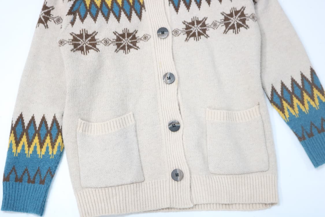 빈티지 노르딕 패턴 숄칼라 헤비 니트 가디건 상품이미지4