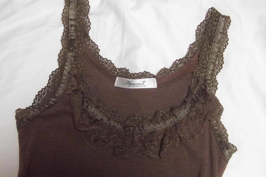 히메갸루 초코 쇼콜라 레이스 슬리브리스 나시 일본 빈티지 모리걸 로걀 상품이미지2