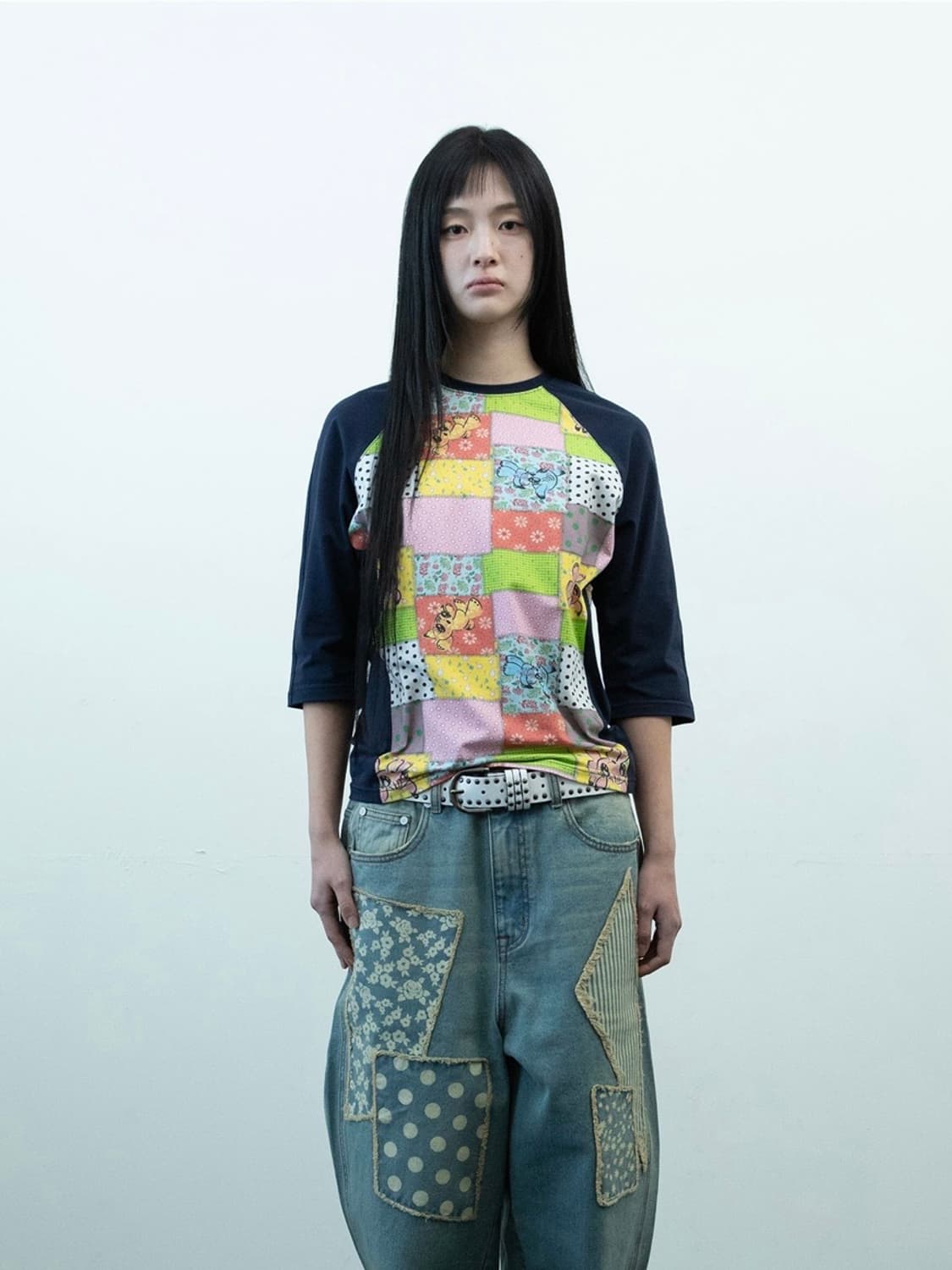 나이스고스트클럽 패치워크 3/4 슬리브티 S 상품이미지2