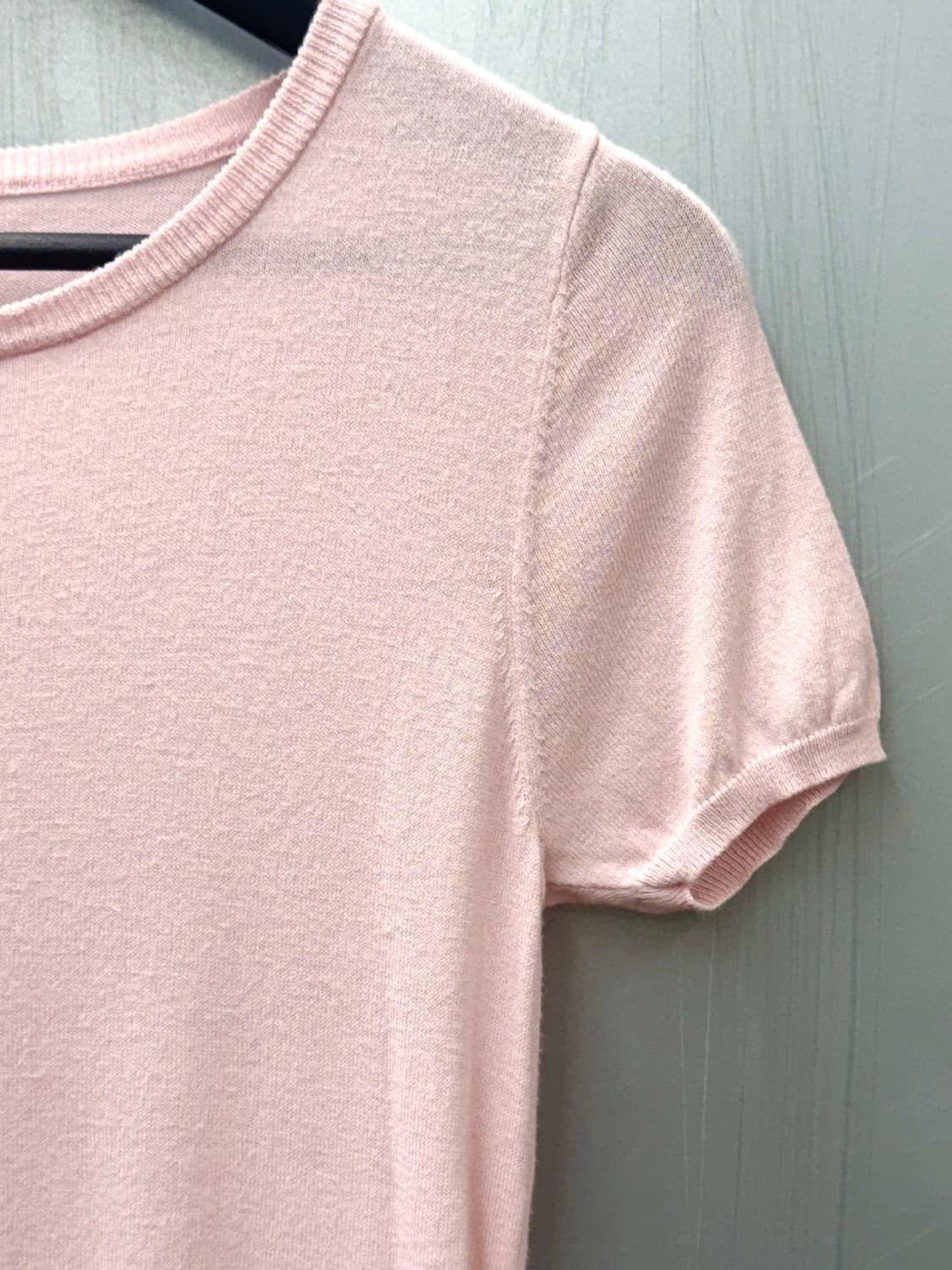 Courreges 꾸레쥬 연핑크색상 AC 로고 반팔 니트 티셔츠 상품이미지3