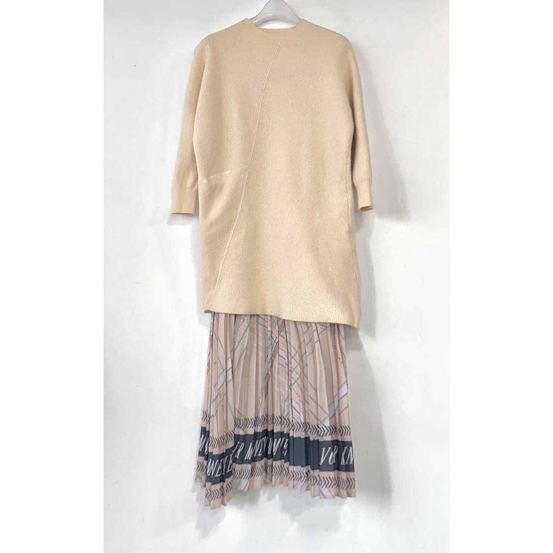 마인 니트 레이어드 플리츠 원피스 상품이미지2