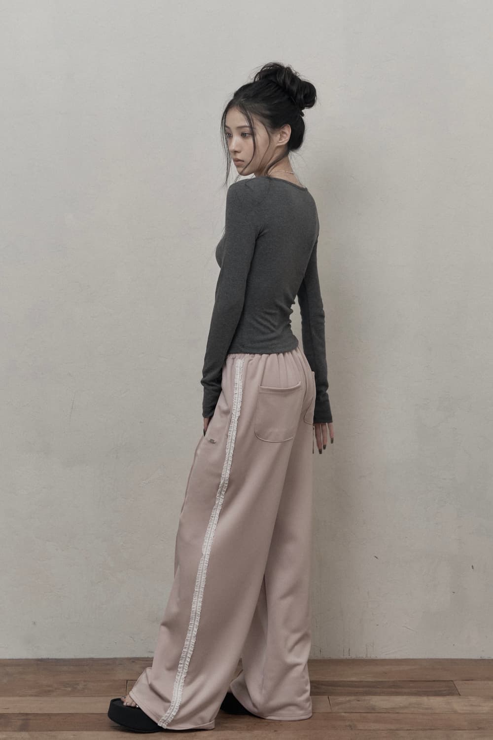 카키포인트 레이스 트랙 팬츠 핑크 상품이미지4