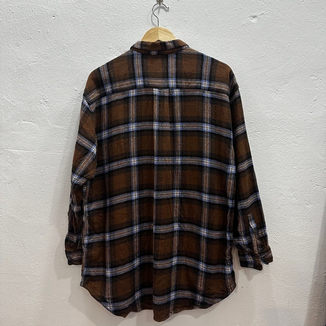 빈티지 브라운 체크 플란넬 셔츠M 상품이미지5
