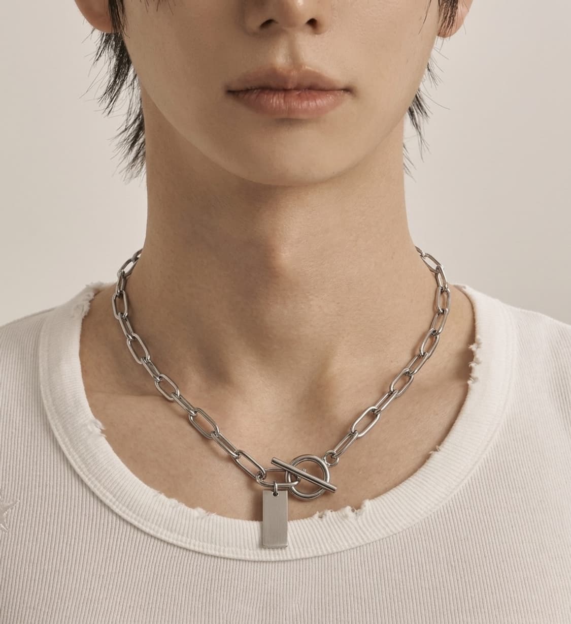 서지컬 스틸 타원 체인 목걸이 50cm 상품이미지1