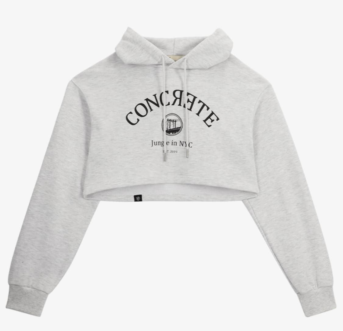 시티브리즈 그래픽 크롭 후드 스웻셔츠_멜란지화이트 상품이미지1