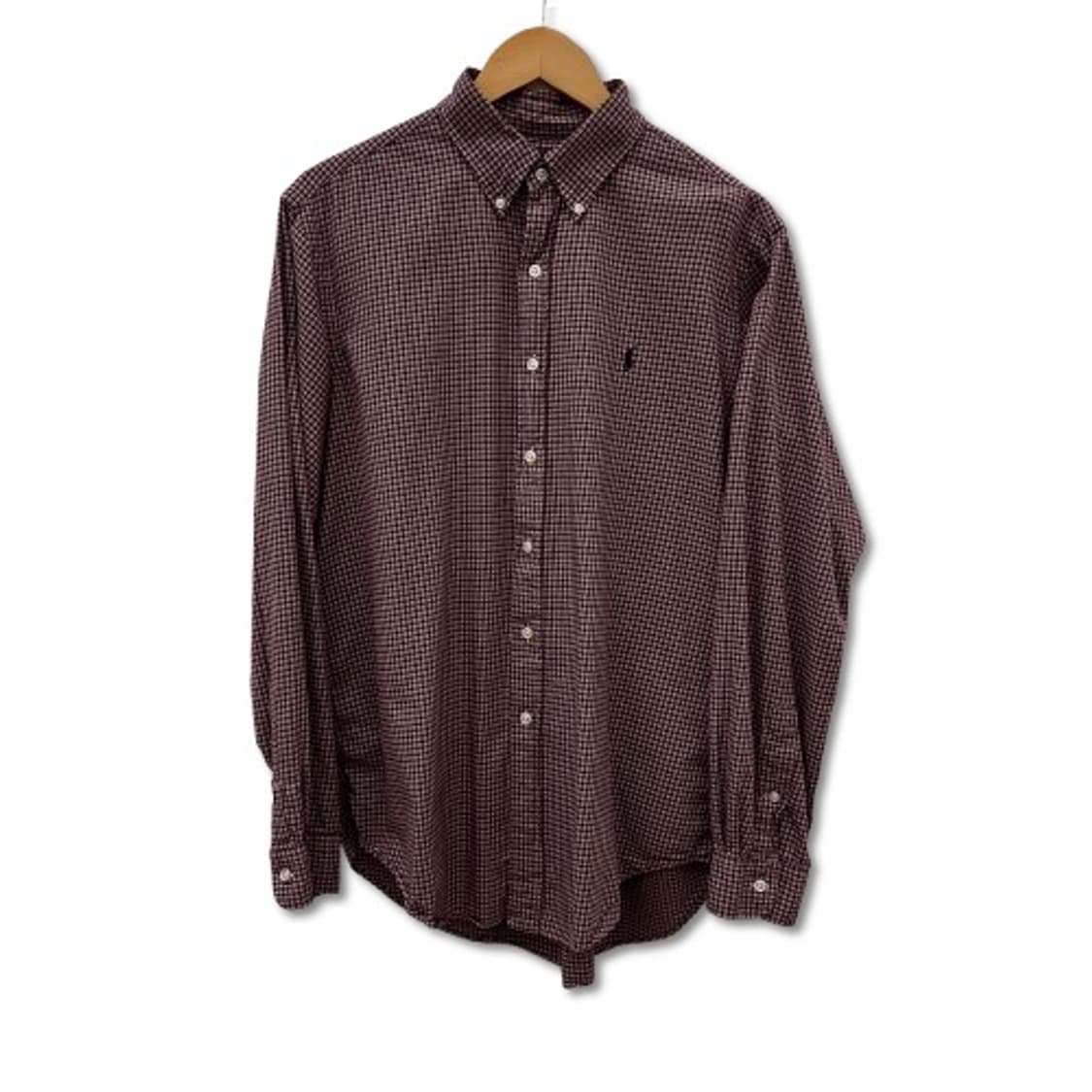 폴로 랄프로렌 버건디 마이크로 체크 버튼다운셔츠 상품이미지1