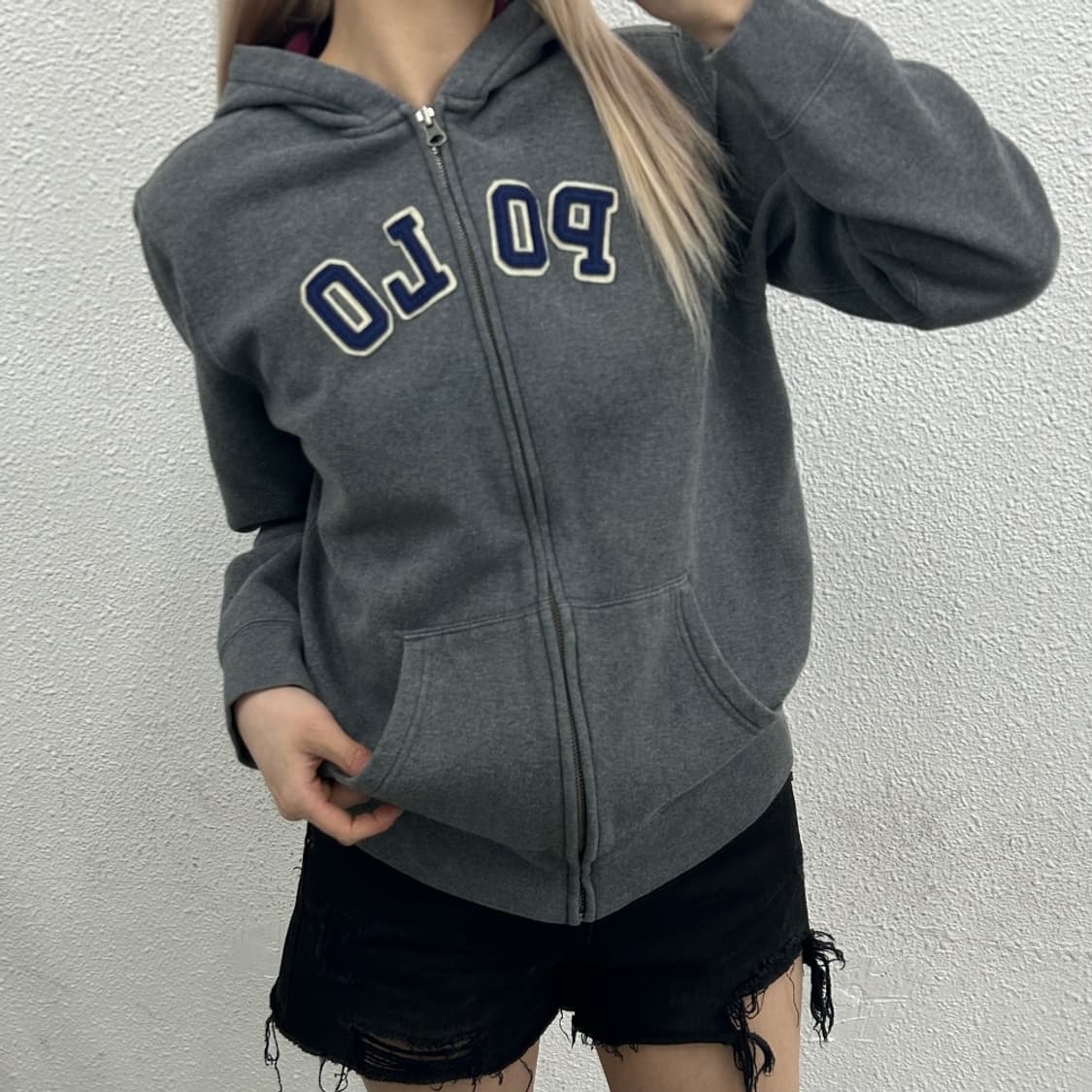 폴로 랄프로렌 패치 그레이 후드집업 XL 상품이미지1