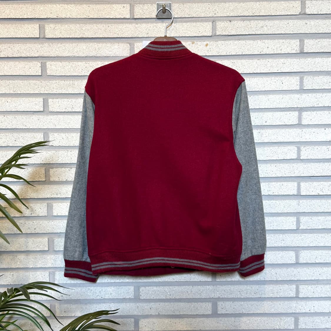 JPN VINTAGE 미니멀 울 바시티자켓 소매 배색 디테일 버건디 상품이미지2