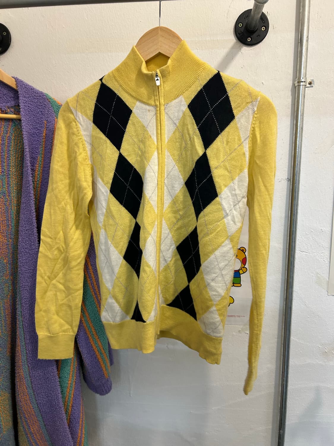 아디다스 아가일 패턴 울 집업 니트 자켓 상품이미지3