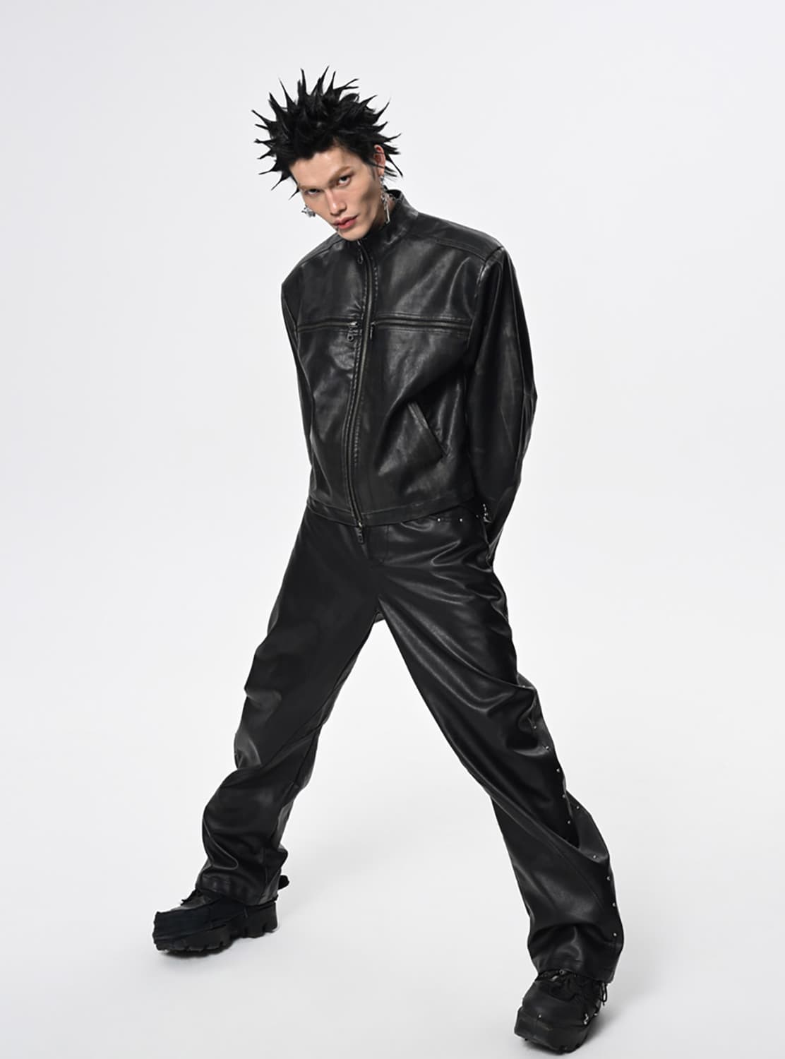 (SGW) Cross Zipper Leather Jacket 상품이미지4