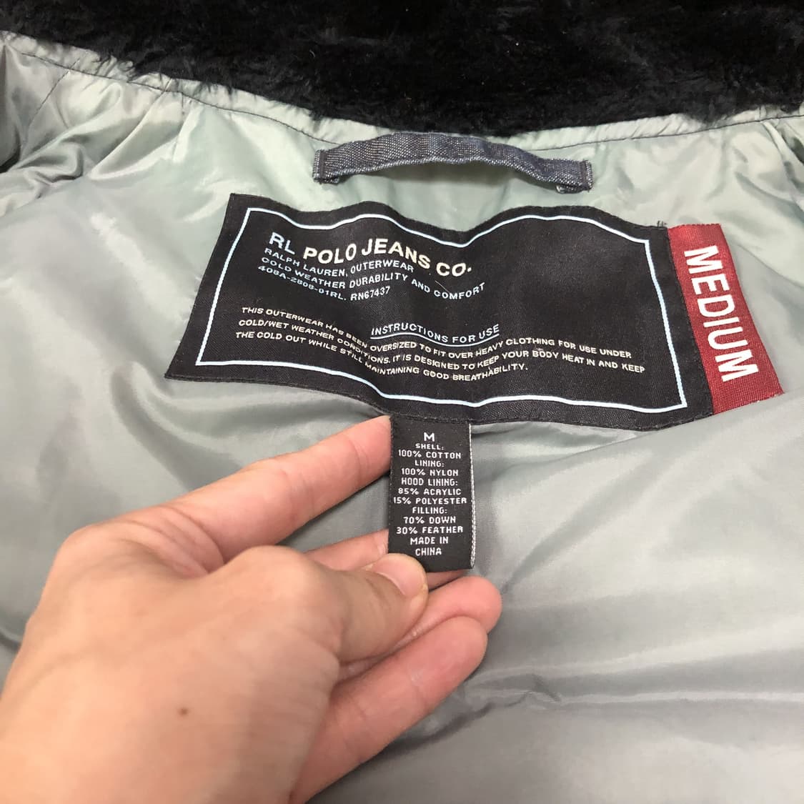 (M) 00's 폴로 랄프로렌 폴로 진스 헤비 덕다운 N3B 봄버 자켓 상품이미지6
