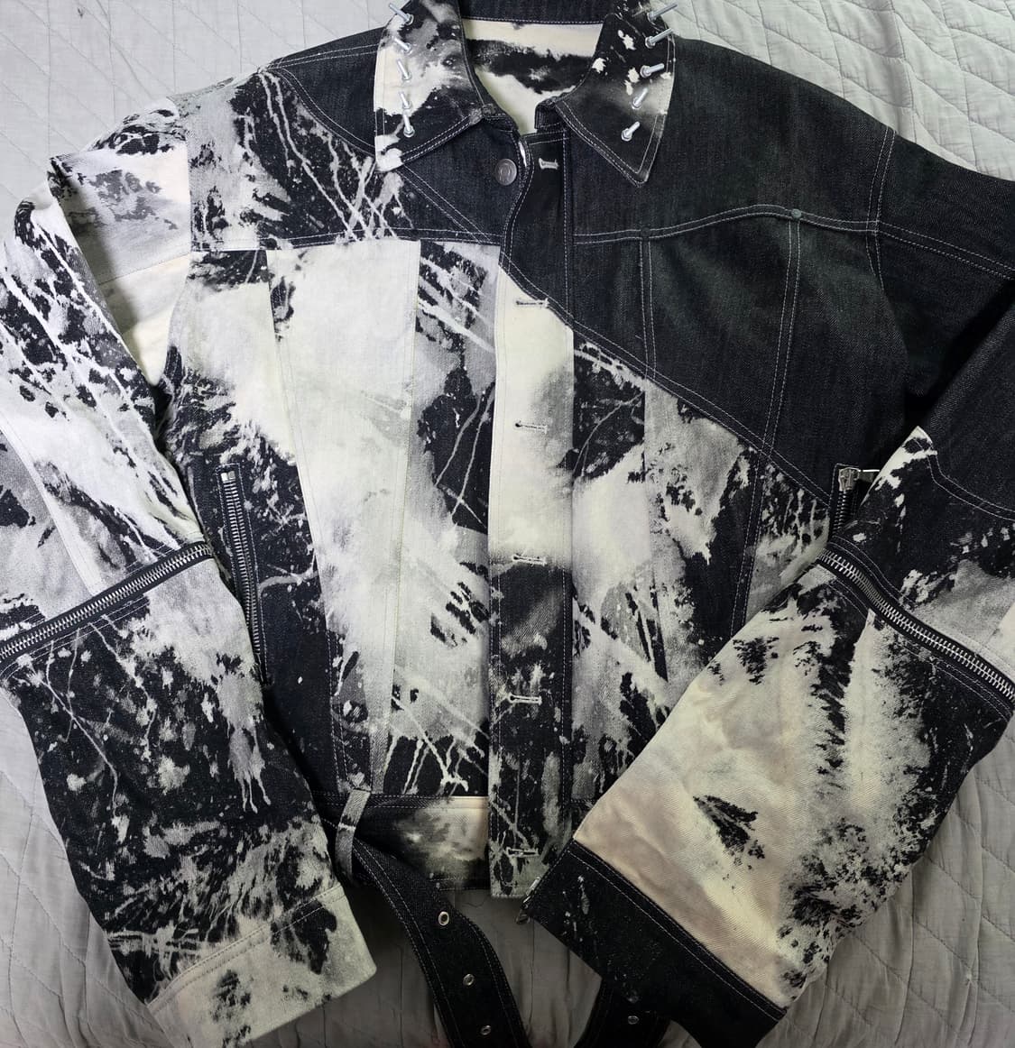 [OS] 셀프 메이드 블리칭 하프 펑크 자켓 상품이미지1