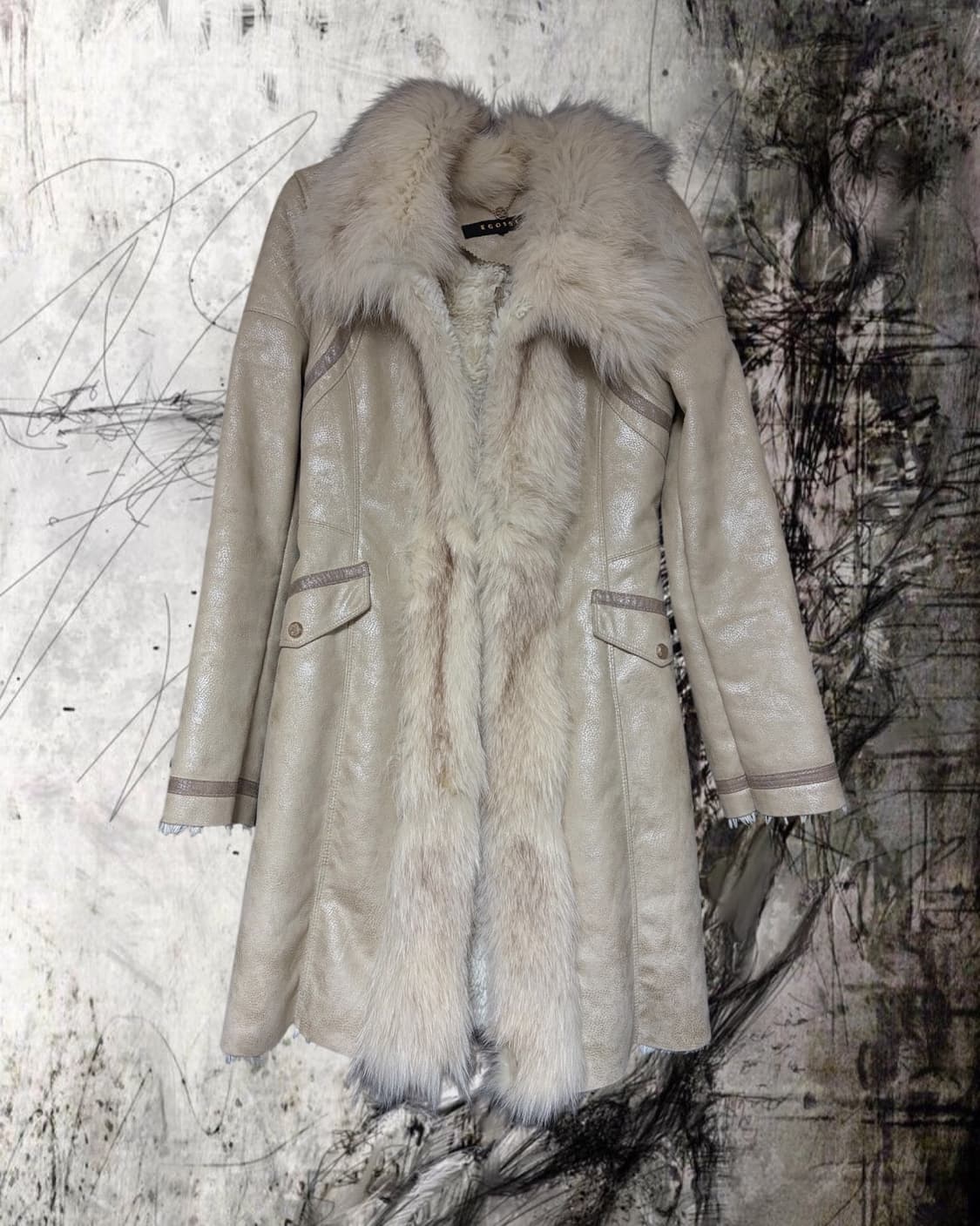 Egoist Ivory fox fur leather coat 상품이미지1