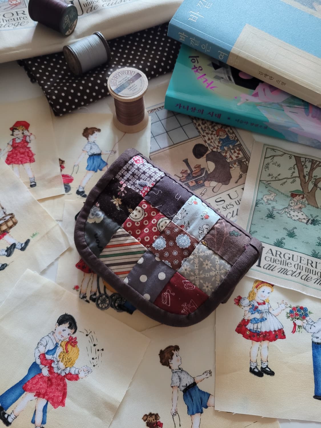 올드브라운퀼트지갑/핸드메이드/퀼트소품/퀼트파우치/파우치 상품이미지2