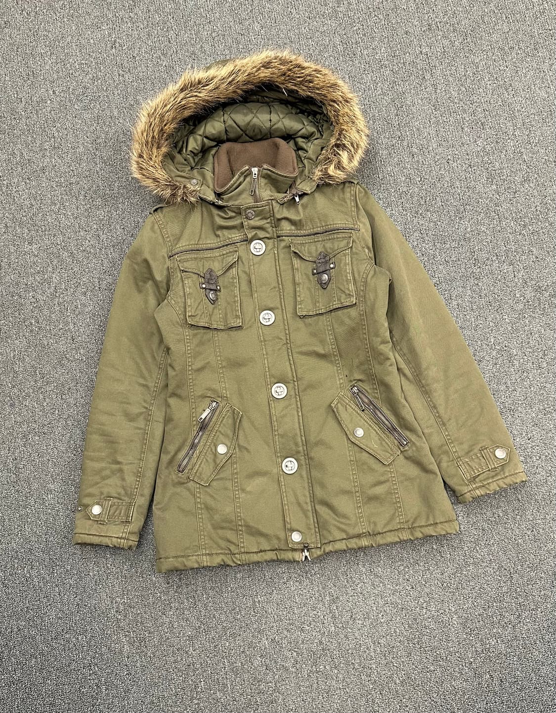 L)In The Attic 빈티지 퍼 후드 밀리터리 야상 자켓 상품이미지2