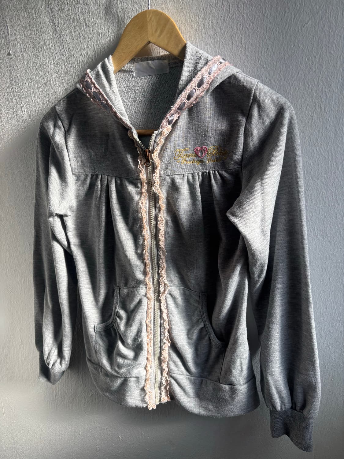 Japanese Vintage Gray Lace Hood Zip-up 상품이미지4
