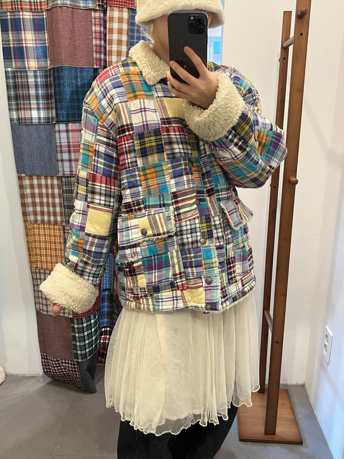 패치워크 플리스 무스탕 상품이미지5