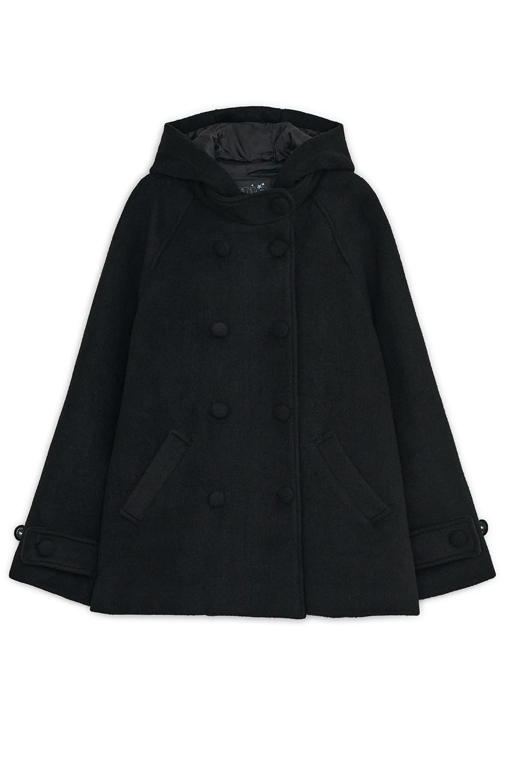 허그유어스킨 후드 하프 코트 블랙 상품이미지1