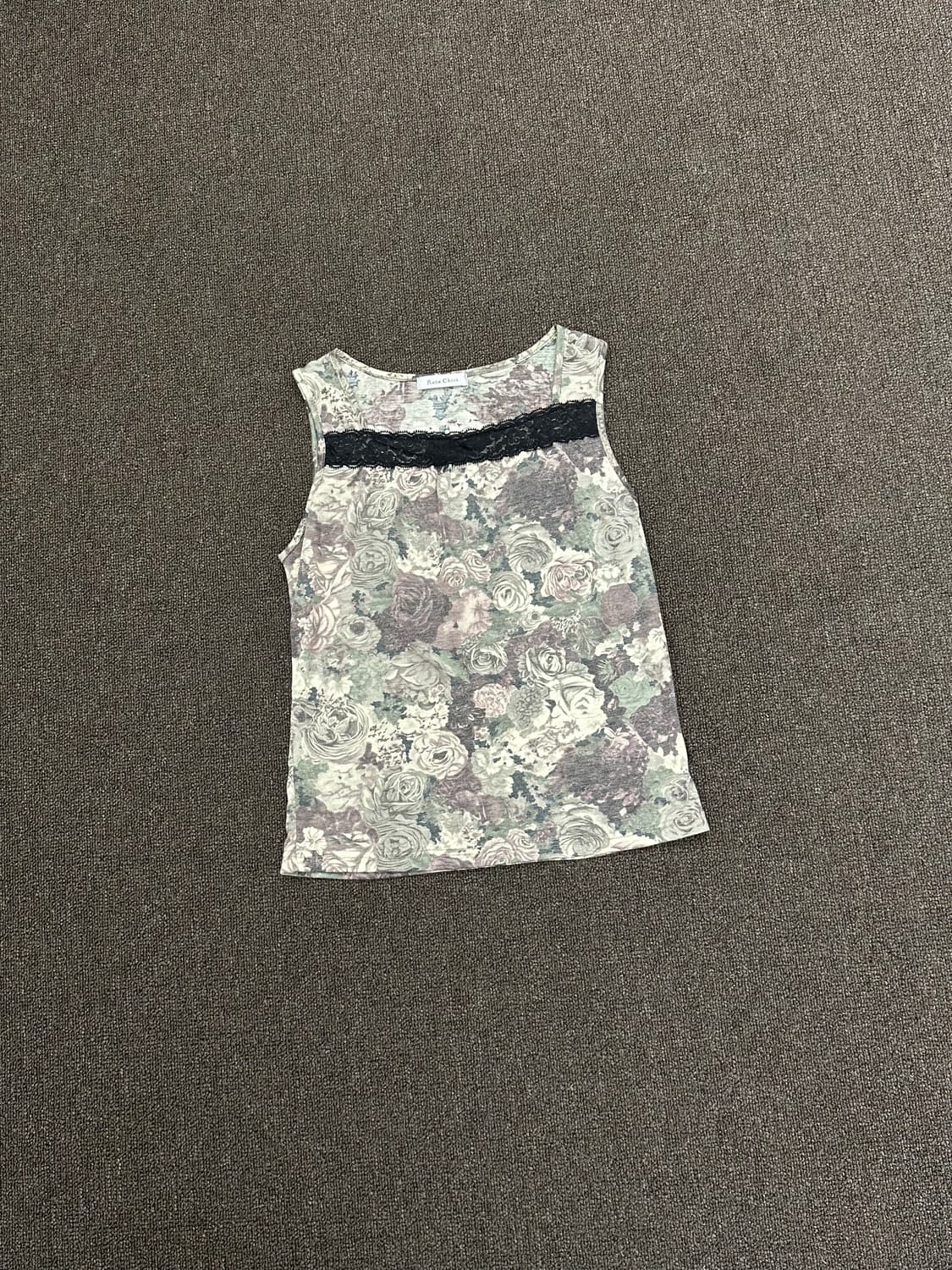 M)Japanese vintage 플라워 프린팅 레이스 나시 상품이미지3