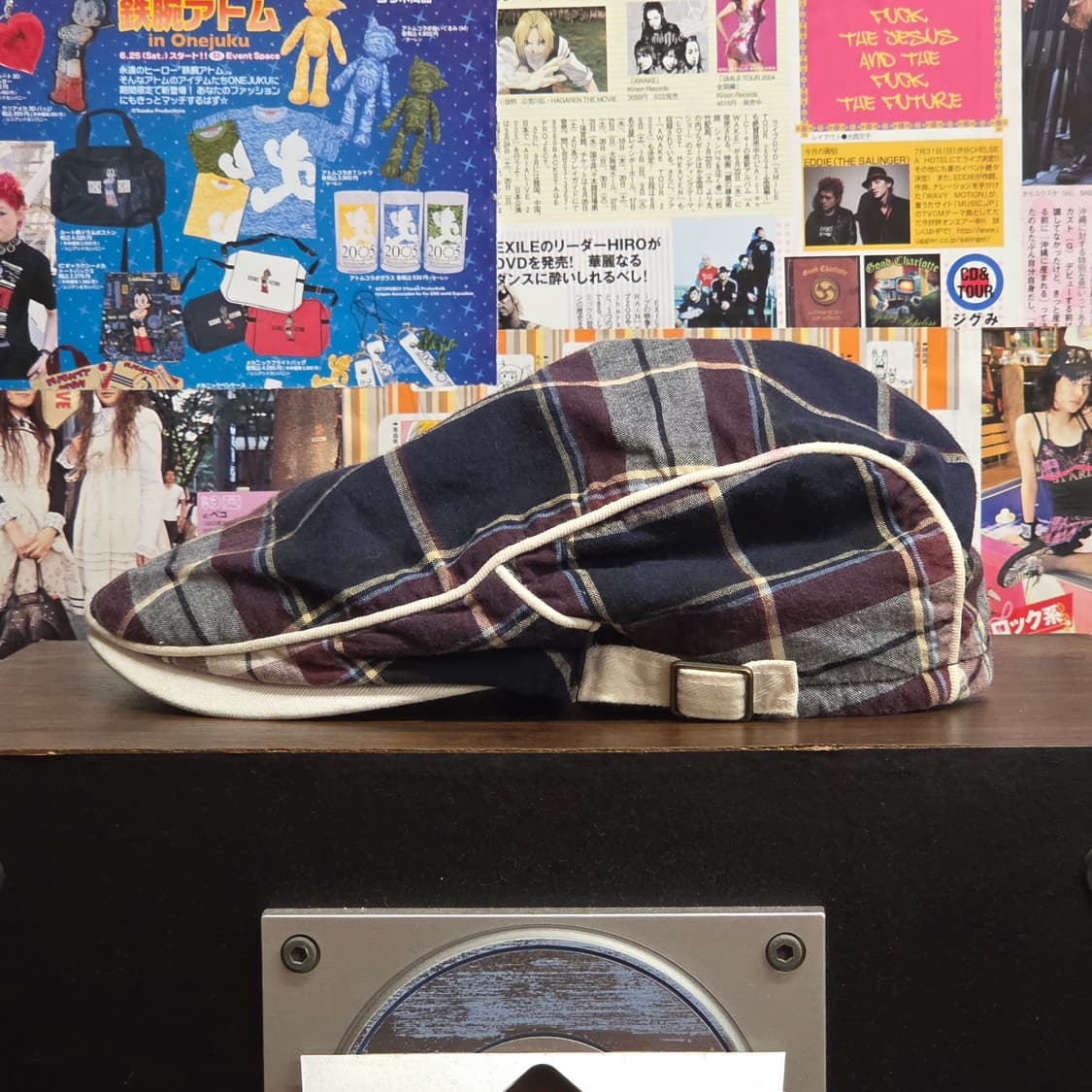 JPN 타탄체크 버건디 네이비 헌팅캡 상품이미지3