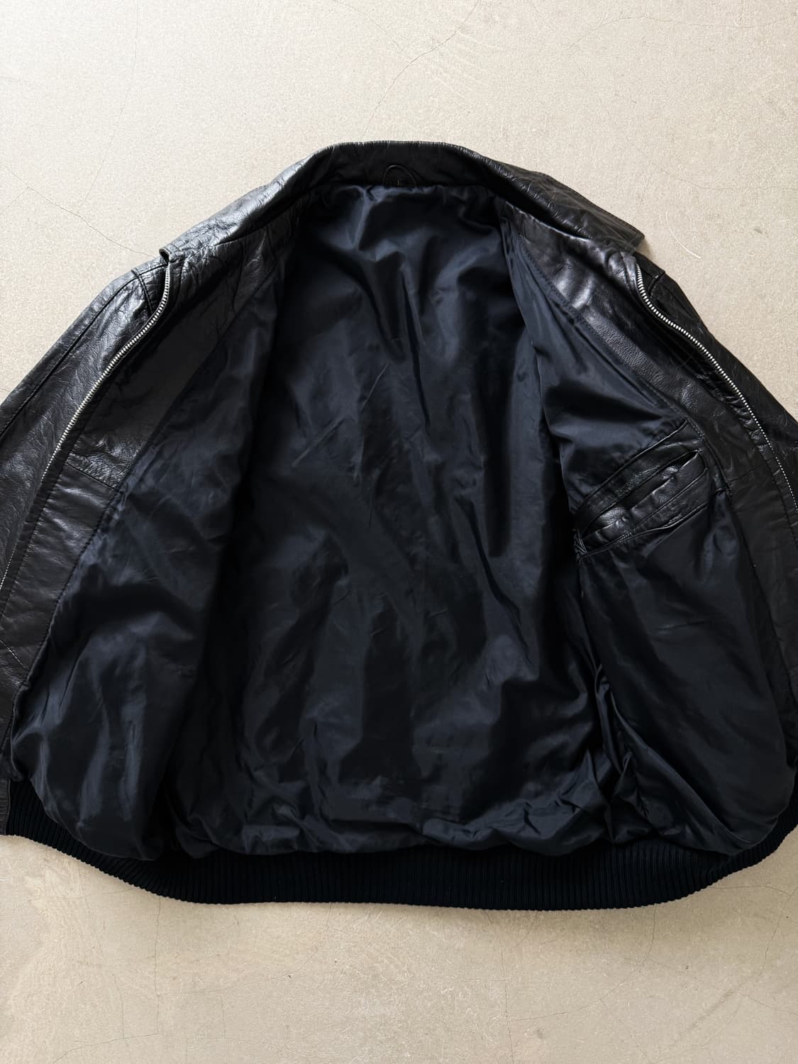 90s Vintage Genuine Leather Bomber Jacke 상품이미지6