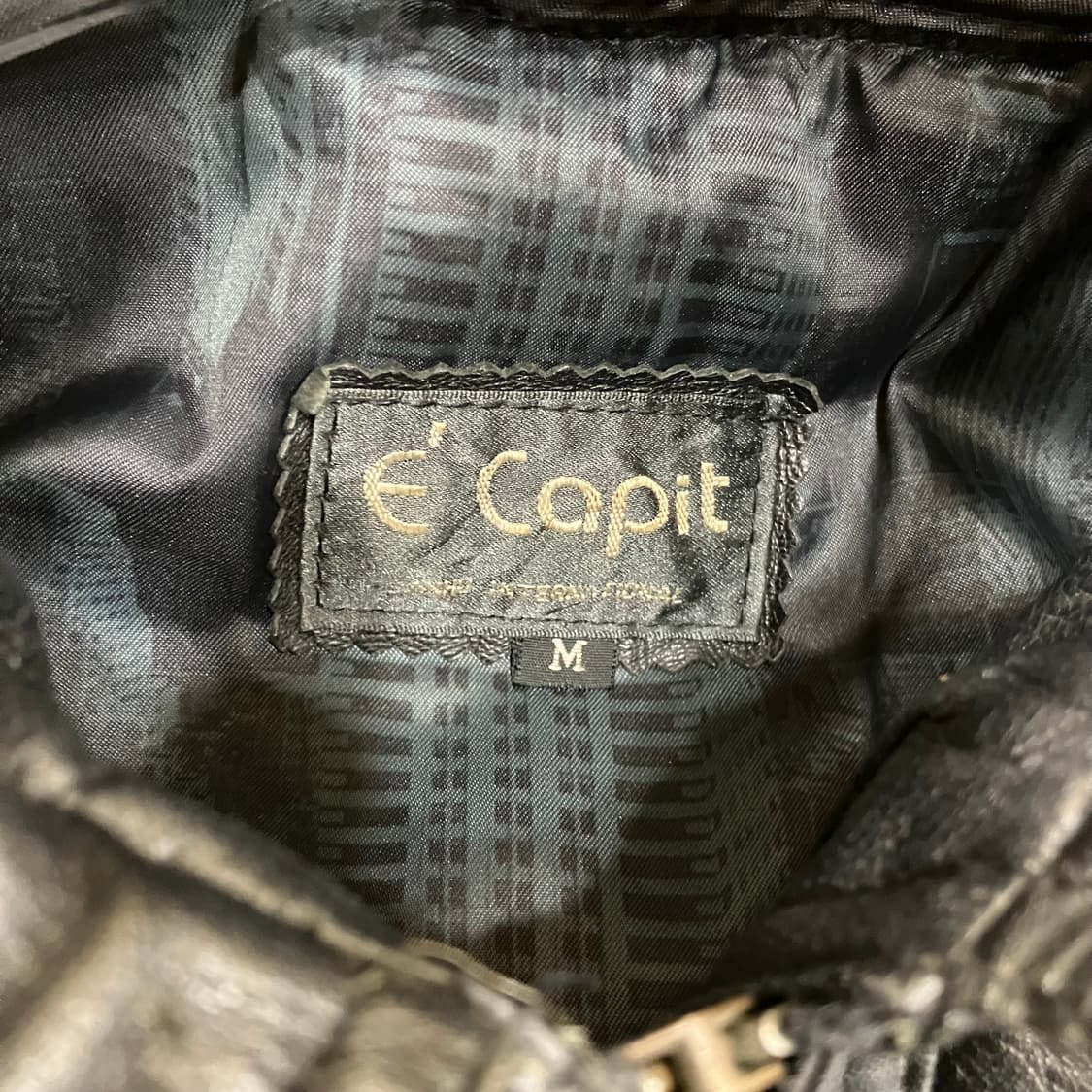 VTG 빈티지 블랙 후드 레더 코트 M 상품이미지2