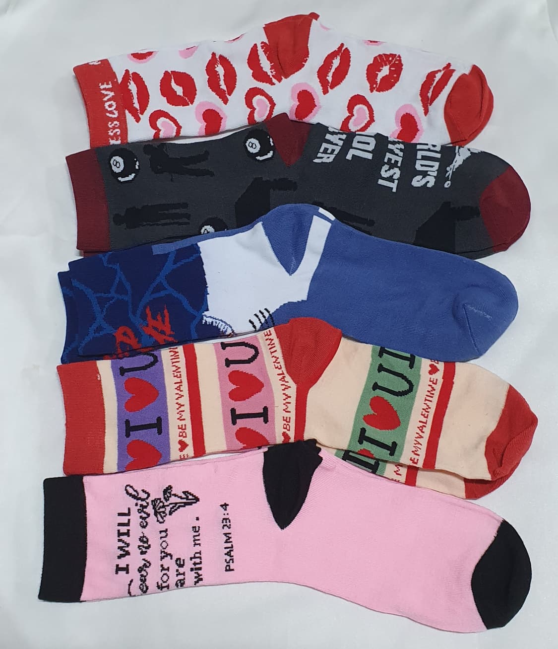 5컬레 가격~ 레드 그레이 네이비 핑크 하트 립 당구 에이치앤엠 양말  상품이미지2