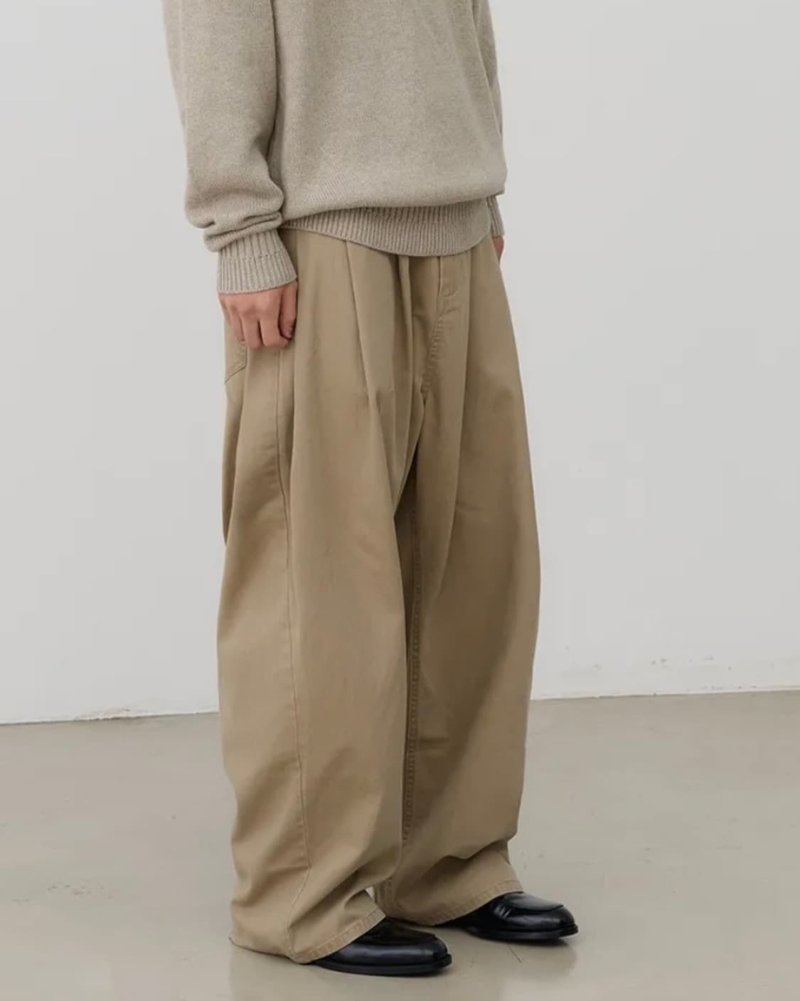 노운 wide tapered chino pants (beige) 상품이미지2