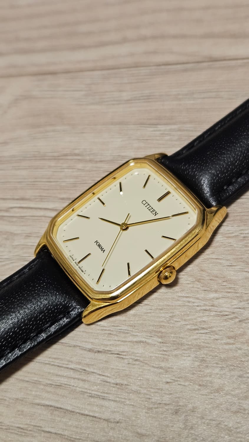 빈티지 시티즌 Forma 사각 금장 가죽 시계 상품이미지4