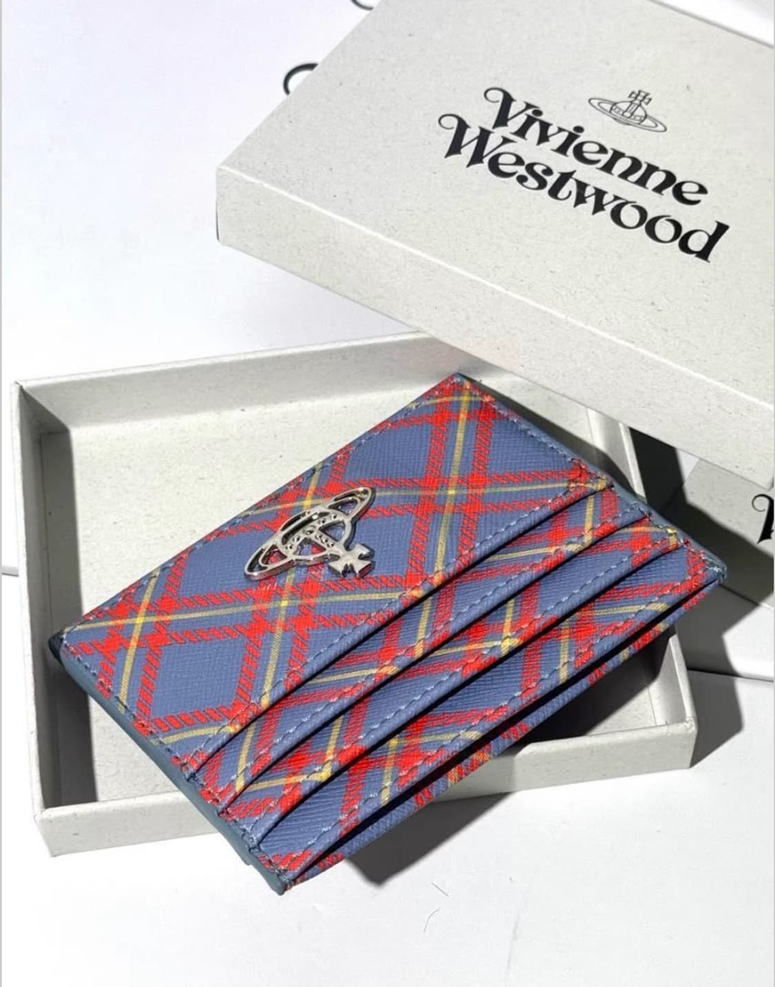 비비안웨스트우드 은장 orb 체크 패턴 카드지갑(풀구성) 상품이미지3