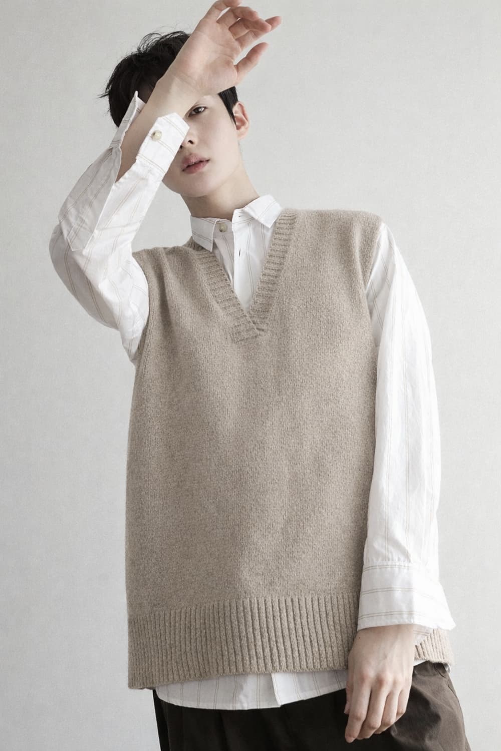 울 니트 베스트 오트밀 os 상품이미지9