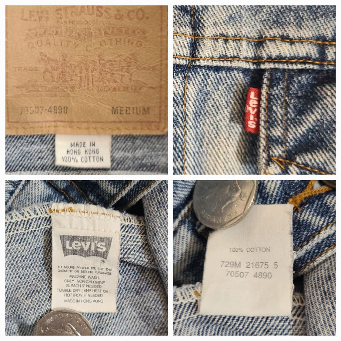 (XL XXL) 90s 리바이스 빈티지 70507 데님 트러커 청 자켓 상품이미지9