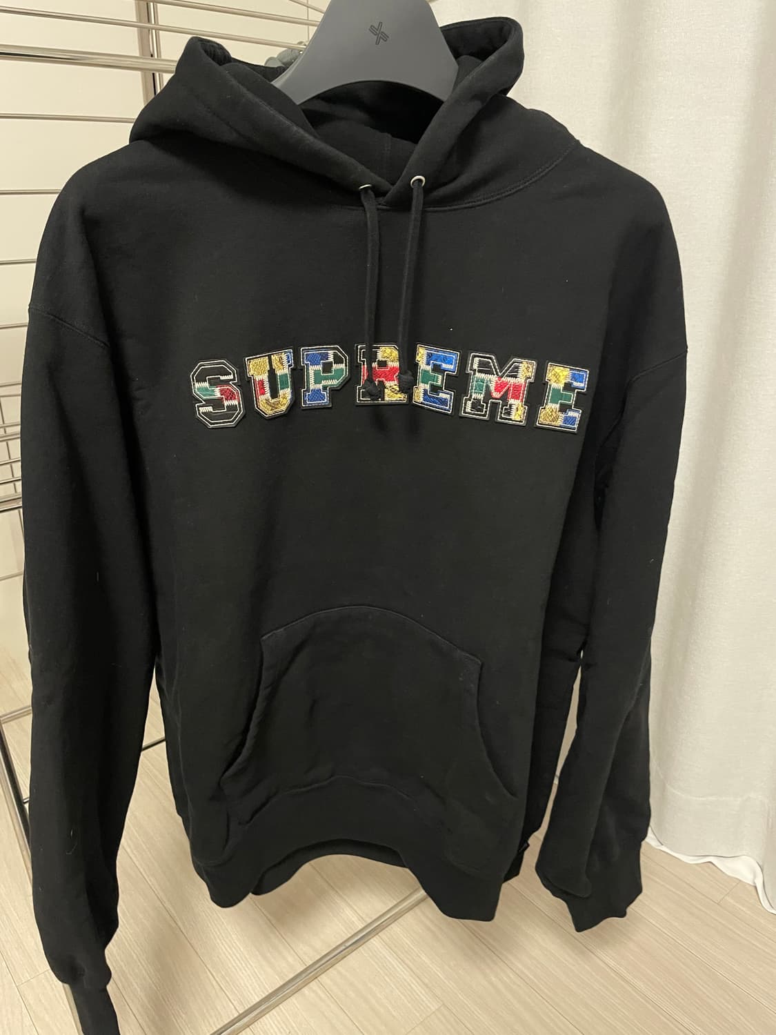 [L] 슈프림 컬리지에이트 패치워크 레더 후드 상품이미지1