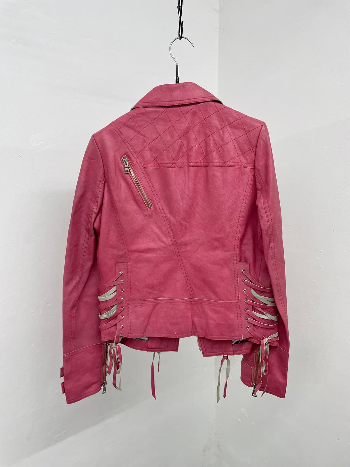 핑크 레더 아일렛 라이더 자켓 상품이미지6